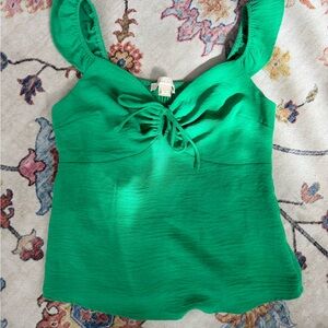 Monteau Vibrant Green Ruched Blouse